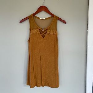 Maurices Mustard Tank with sheer top